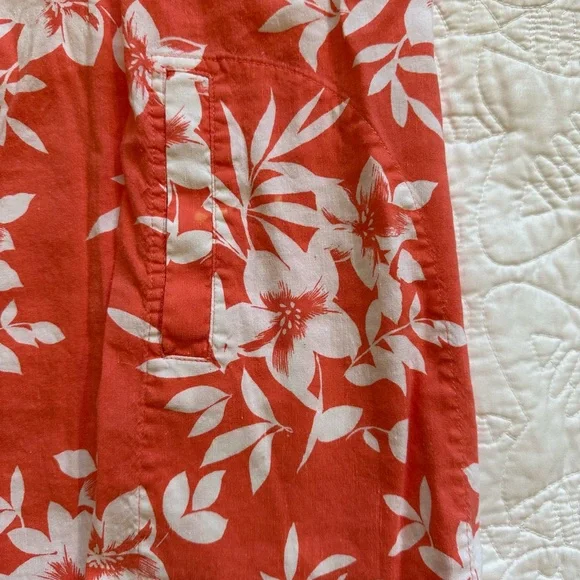 Tommy Bahama Womens Size M Dress Floral Collared Sundress Linen Coral - Picture 3 of 5